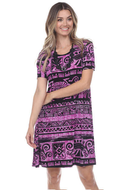 Women's Stretchy Missy Dress Short Sleeve Print-7004BN-SRP1-W901 - Jostar Online