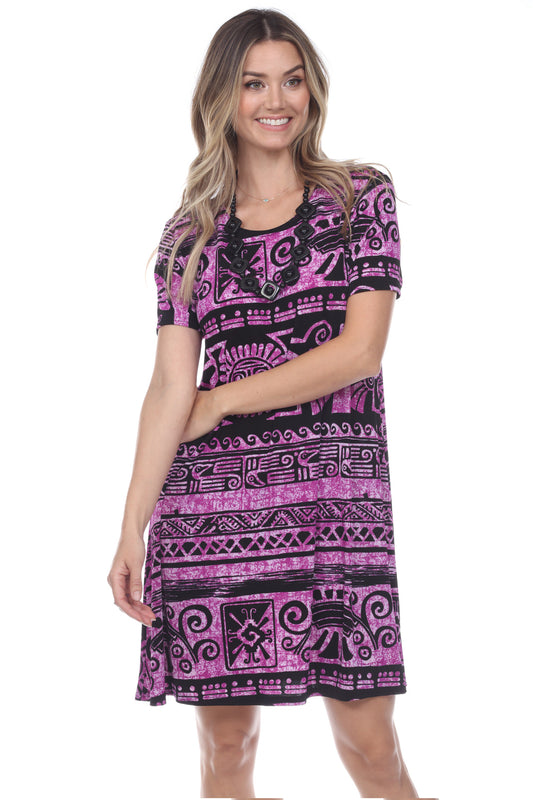 Women's Stretchy Missy Dress Short Sleeve Print-7004BN-SRP1-W901 - Jostar Online