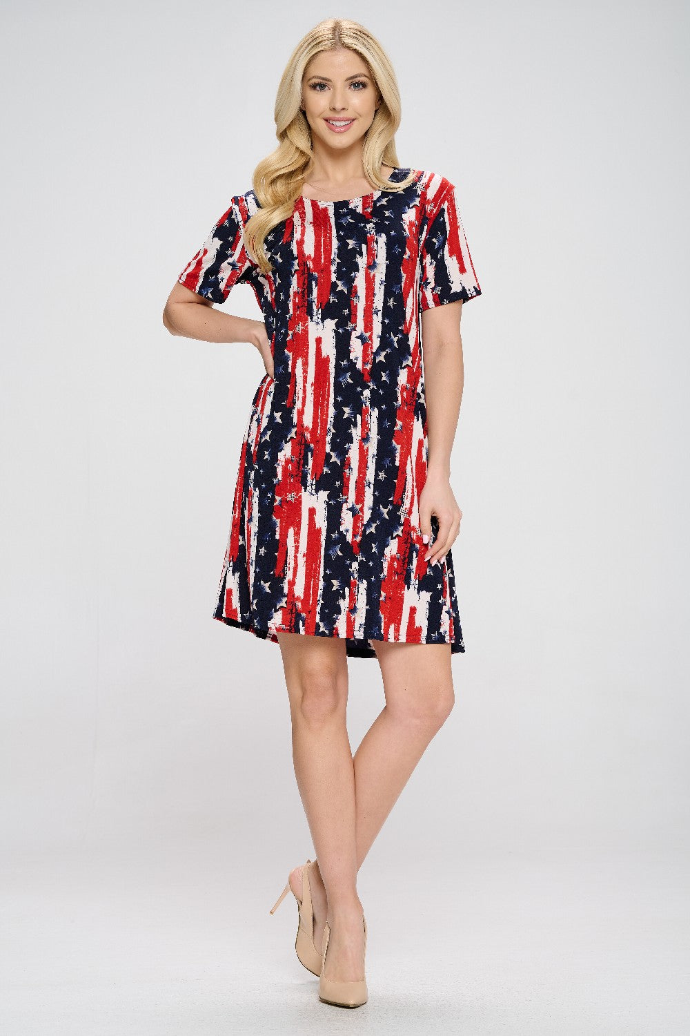 American Print Missy Dress Short Sleeve Plus-7004BN-SXP1-W306