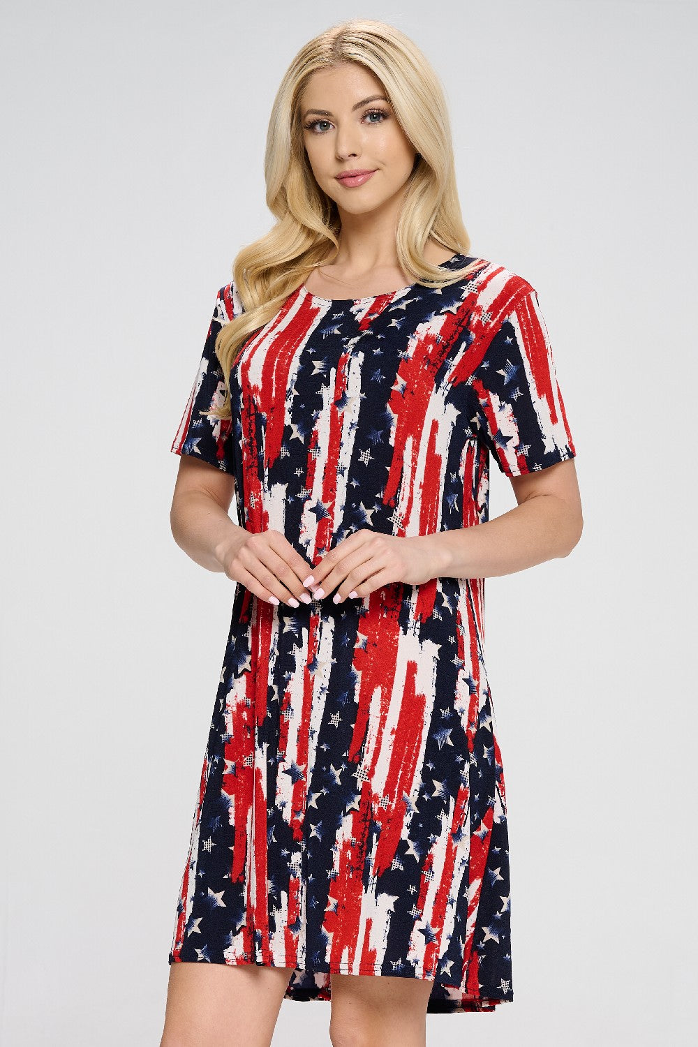 American Print Missy Dress Short Sleeve Plus-7004BN-SXP1-W306