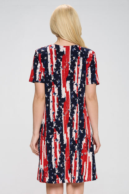 American Print Missy Dress Short Sleeve - 7004BN-SRP1-W306
