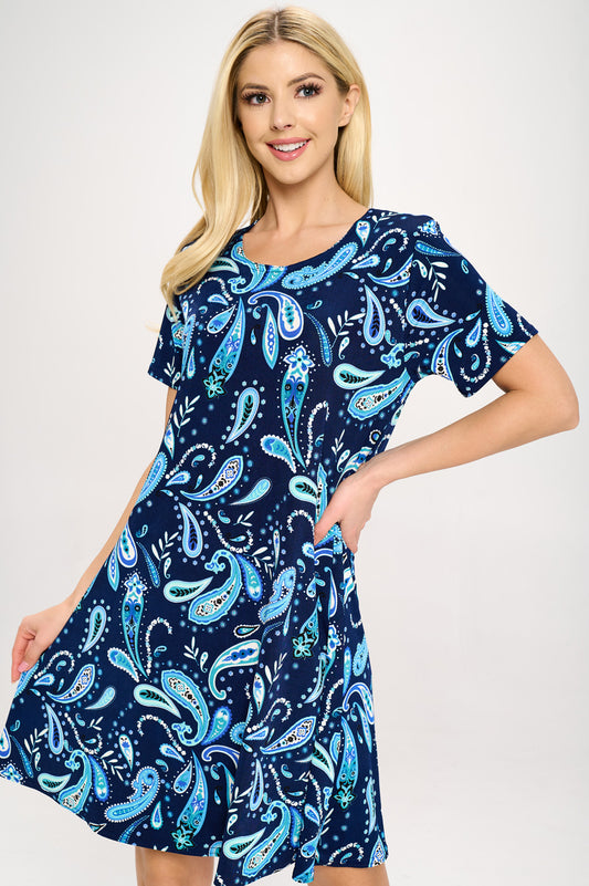 Print Missy Dress Short Sleeve Plus-7004BN-SXP1-W323