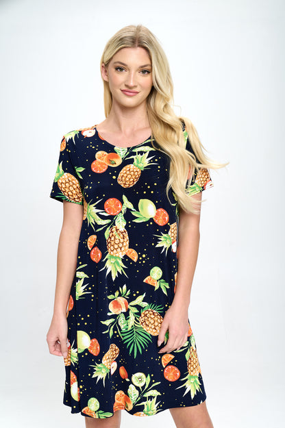 Plus Size Print Missy Dress Short Sleeve -7004BN-SXP1-W327