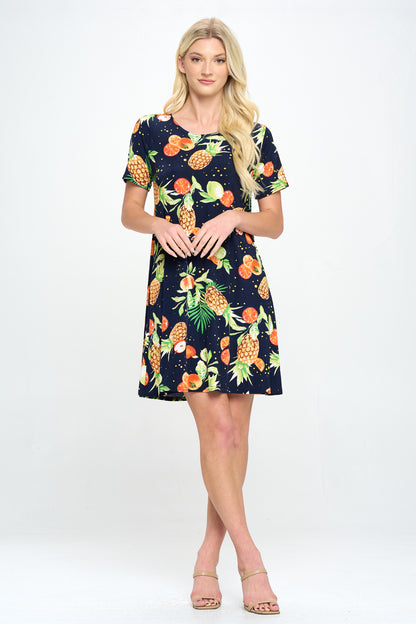 Plus Size Print Missy Dress Short Sleeve -7004BN-SXP1-W327