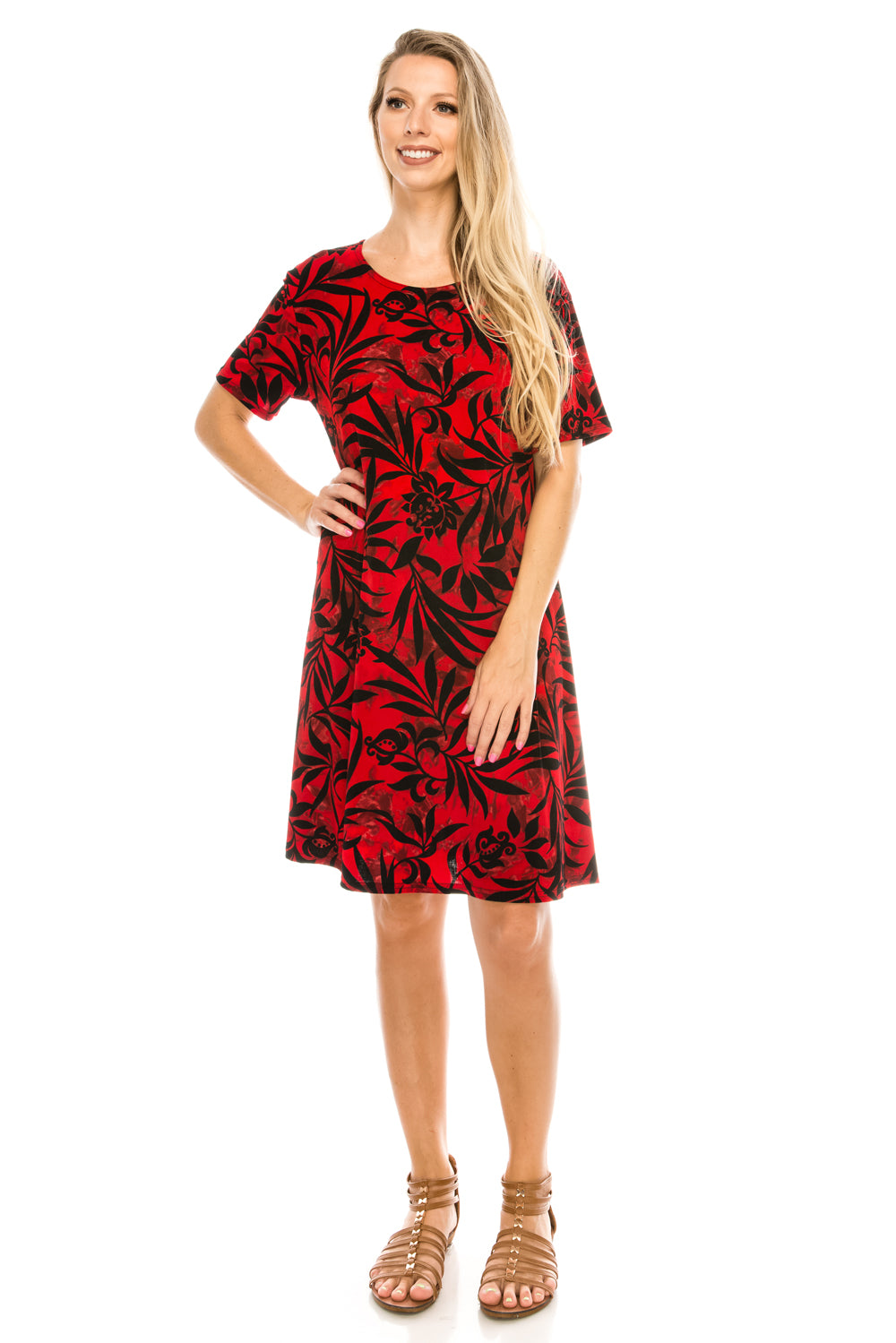 Jostar Women's Stretchy Missy Dress Short Sleeve Print, 704BN-SP-W173 - Jostar Online