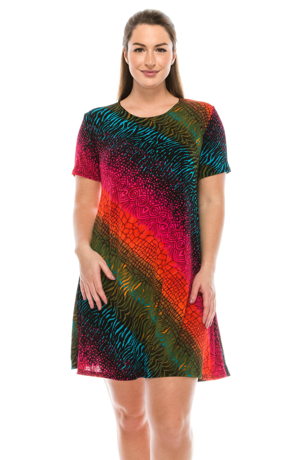 Jostar Women's Stretchy Missy Dress Short Sleeve Print, 704BN-SP-W182 - Jostar Online