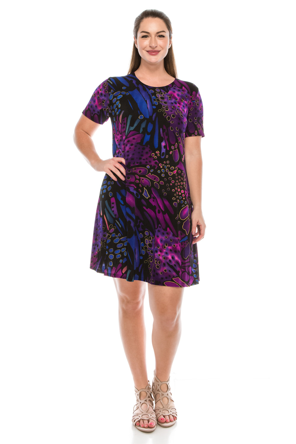 Jostar Women's Stretchy Missy Dress Short Sleeve Print, 704BN-SP-W207 - Jostar Online