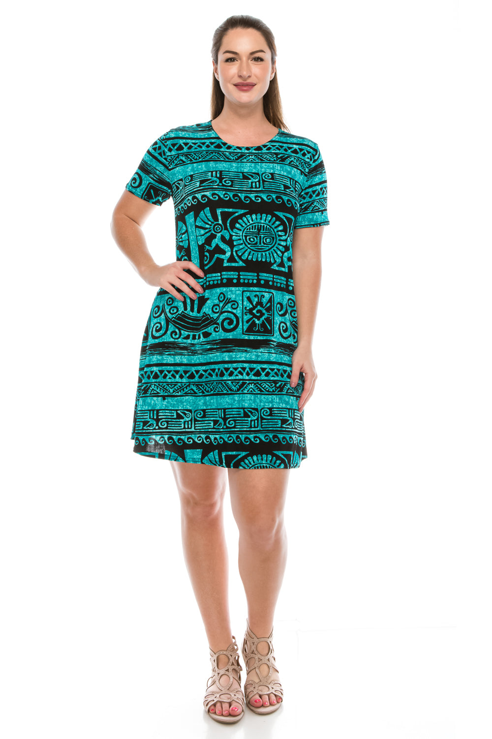 Jostar Women's Stretchy Missy Dress Short Sleeve Print, 704BN-SP-W901 - Jostar Online