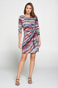 HIT Round-NK Side Tie Dress-7071HT-QRP1-W244 - Jostar Online