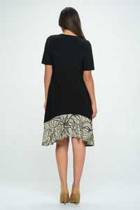 HIT Half Sleeve Contrast Dress-7084HT-HRP1-C-W349