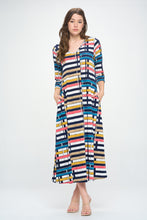 Load image into Gallery viewer, Plus Size HIT V-Neck Long Dress W/Pocket-7085HT-QXP1-W358
