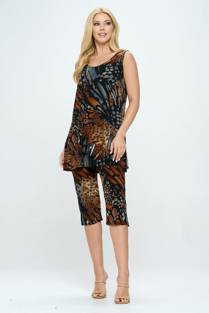 Stretchy Tank Capri Pant Set Print-9002BN-TRP1-W207 - Jostar Online