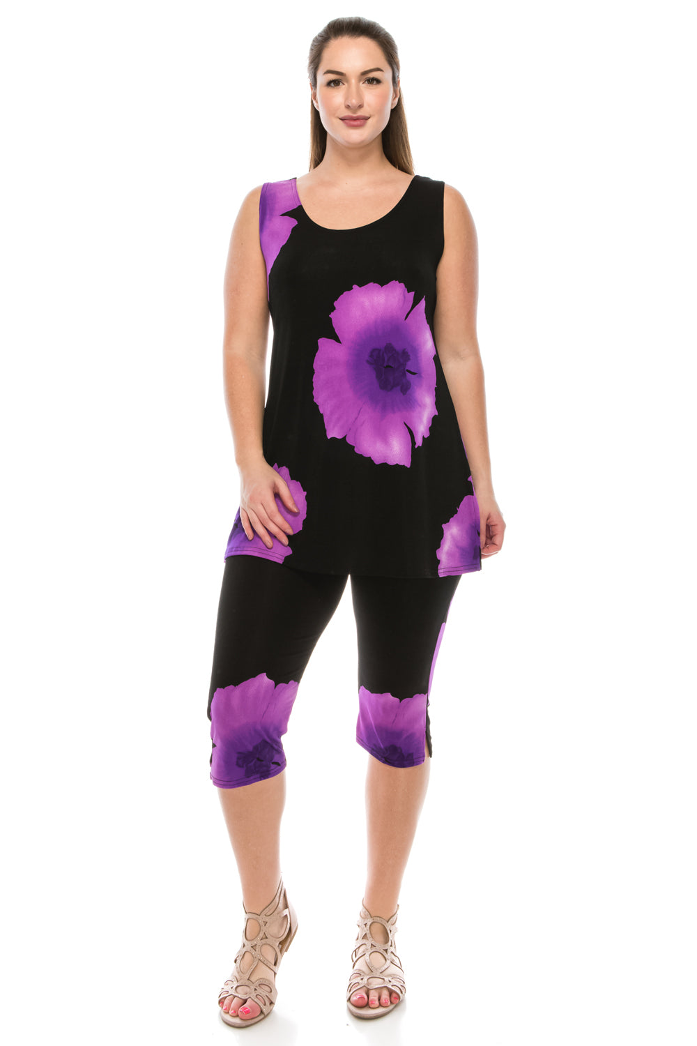 Jostar Women's Stretchy Tank Capri Pant Set Print, 902BN-TP-W113 - Jostar Online