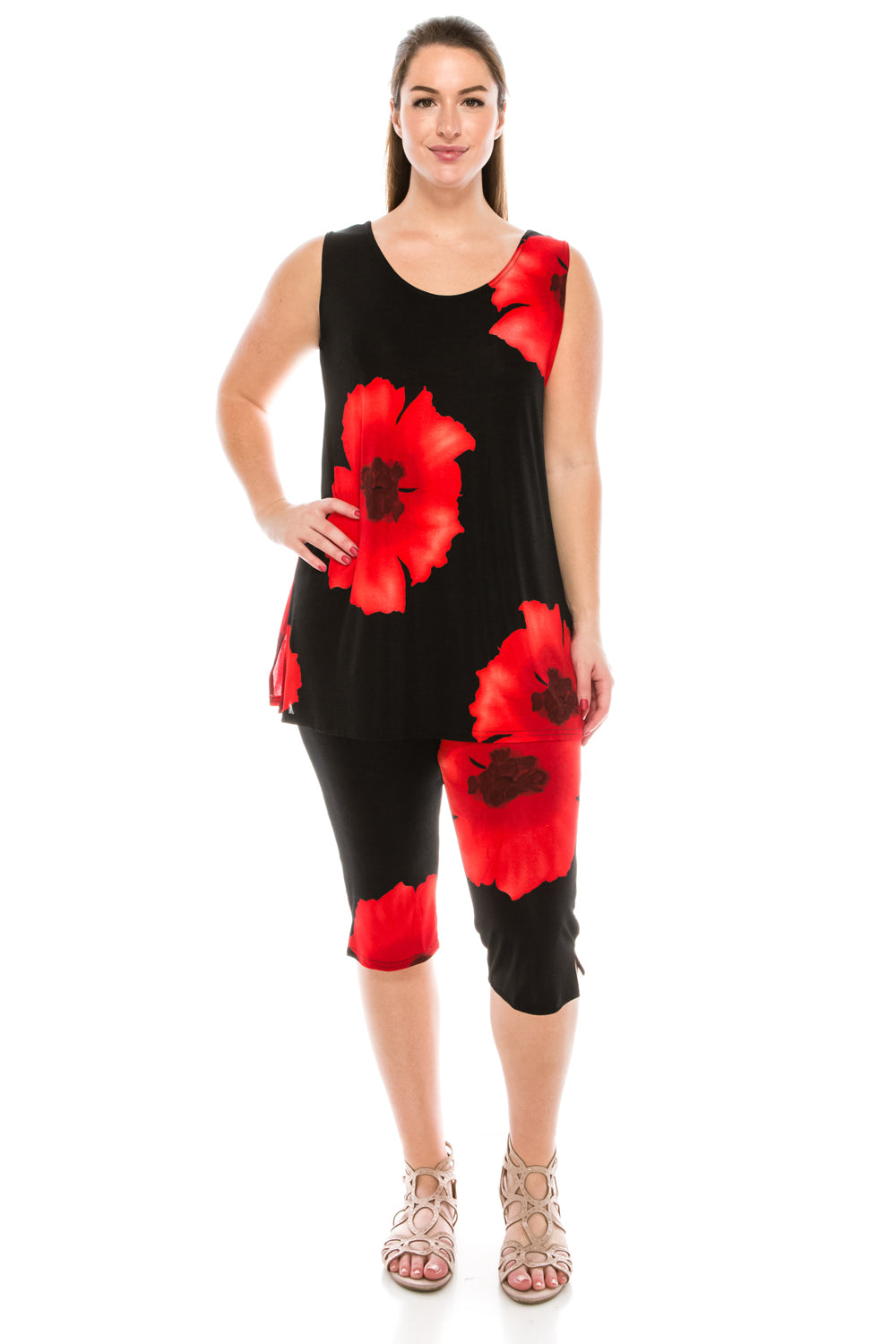 Jostar Women's Stretchy Tank Capri Pant Set Print, 902BN-TP-W113 - Jostar Online