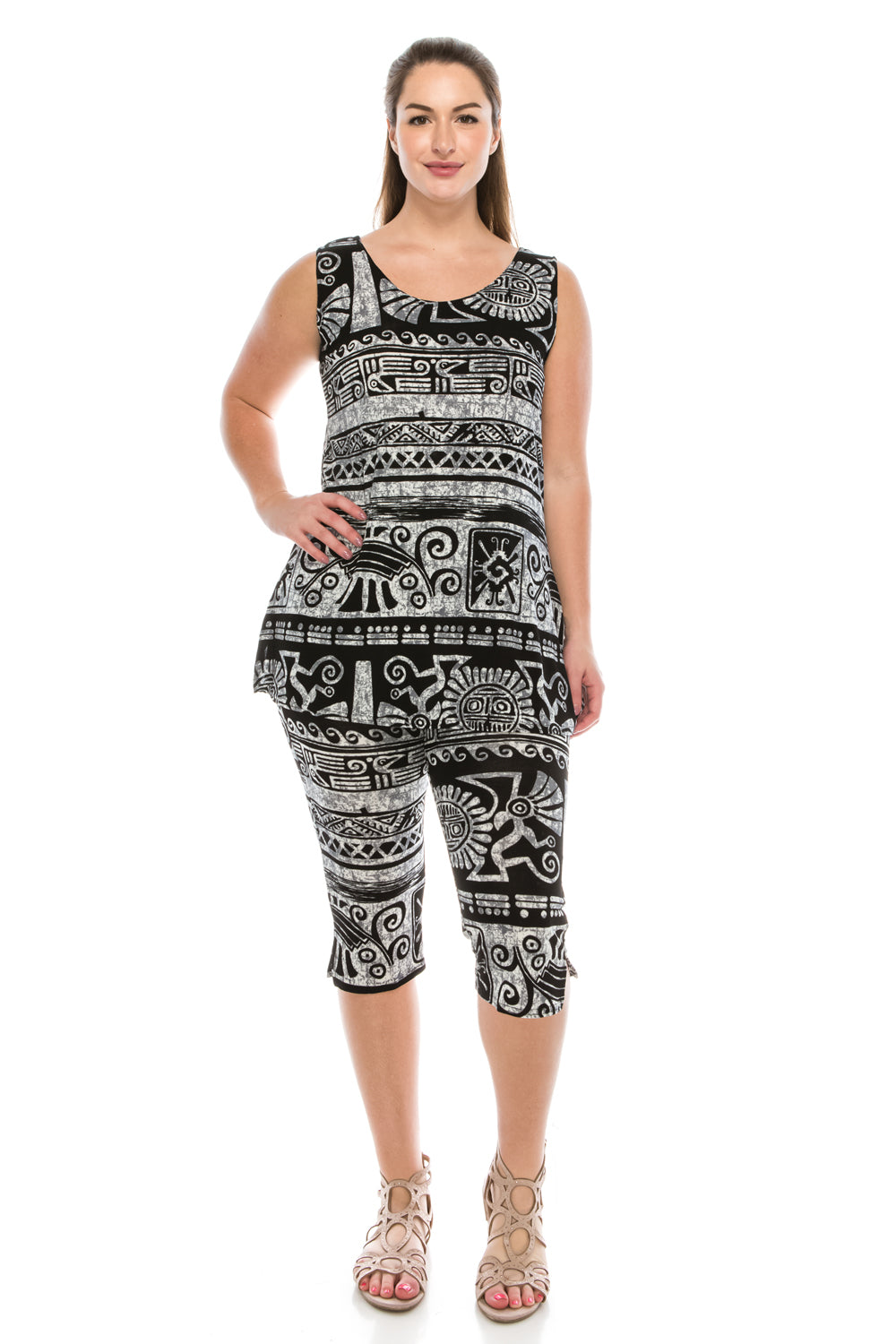 Jostar Women's Stretchy Tank Capri Pant Set Print, 902BN-TP-W901 - Jostar Online