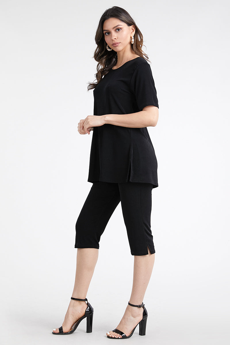 Women's Stretchy Capri Pant Set Short Sleeve-9003BN-SRS1 - Jostar Online