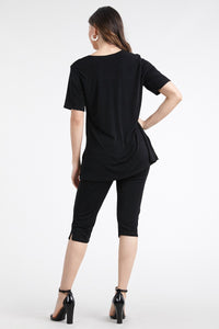 Stretchy Capri Pant Set Short Sleeve in Plus Size, 9003BN-SX - Jostar Online