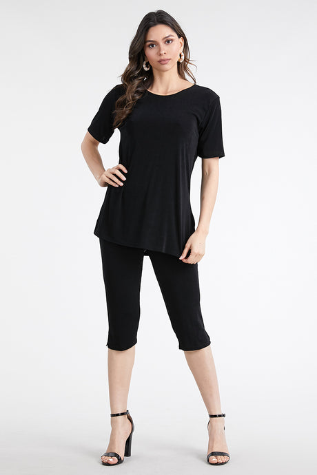 Women's Stretchy Capri Pant Set Short Sleeve-9003BN-SRS1 - Jostar Online