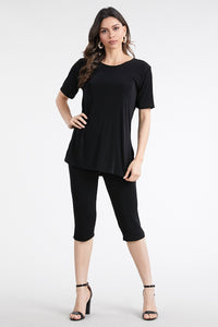 Stretchy Capri Pant Set Short Sleeve in Plus Size, 9003BN-SX - Jostar Online