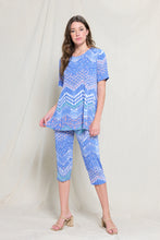 Load image into Gallery viewer, Two-Piece Short Sleeve Top &amp; Capri Pant Set- 9003BN-SRP1-W362
