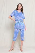 Load image into Gallery viewer, Two-Piece Short Sleeve Top &amp; Capri Pant Set- 9003BN-SRP1-W362
