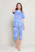 Load image into Gallery viewer, Two-Piece Short Sleeve Top &amp; Capri Pant Set- 9003BN-SRP1-W362
