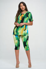 Load image into Gallery viewer, Two-Piece Short Sleeve Top &amp; Capri Pant Set- 9003BN-SRP1-W379
