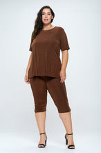 Load image into Gallery viewer, Stretchy Capri Pant Set Short Sleeve in Plus Size, 9003BN-SX - Jostar Online
