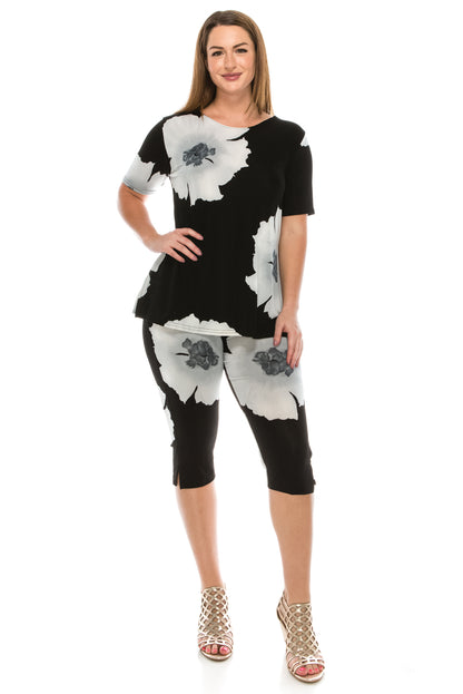 Jostar Women's Stretchy Capri Pant Set Short Sleeve Print, 903BN-SP-W113 - Jostar Online