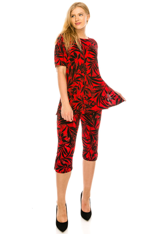 Jostar Women's Stretchy Capri Pant Set Short Sleeve Print, 903BN-SP-W173 - Jostar Online