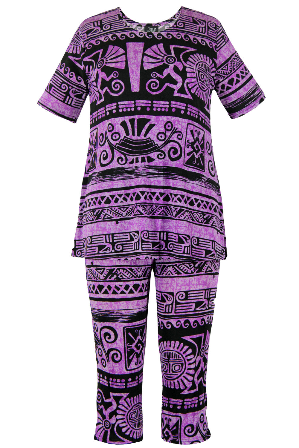 Jostar Women's Stretchy Capri Pants Set Short Sleeve Plus Print, 903BN-SXP-W901 - Jostar Online