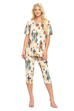 Load image into Gallery viewer, Plus Size Print  Capri Pant Set-9003BN-SXP1-W317
