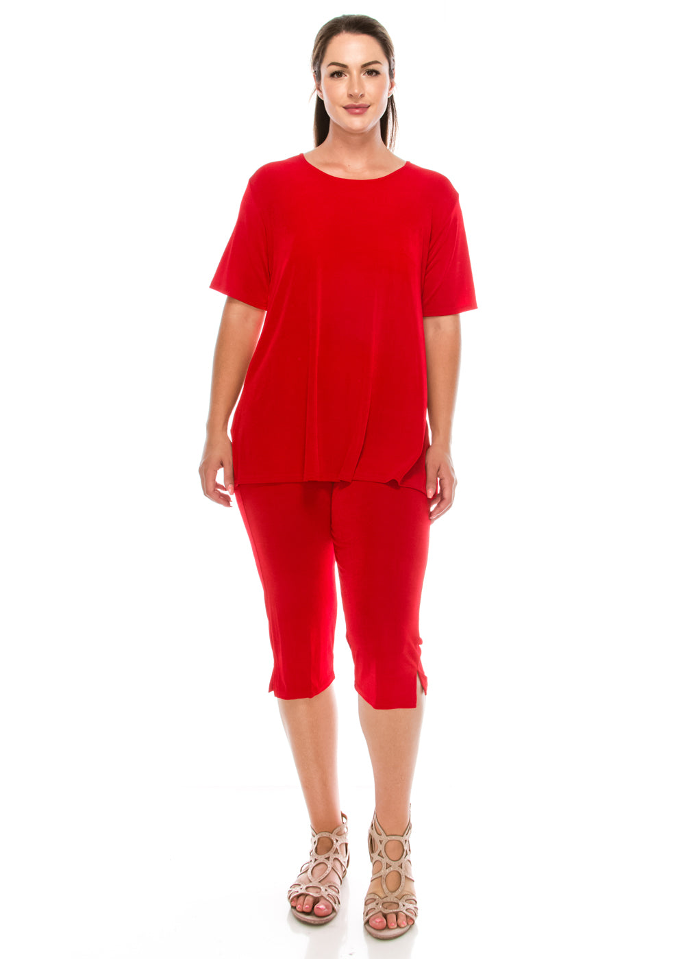 Jostar Women's Stretchy Capri Pant Set Short Sleeve in Plus Size, 903BN-SX - Jostar Online