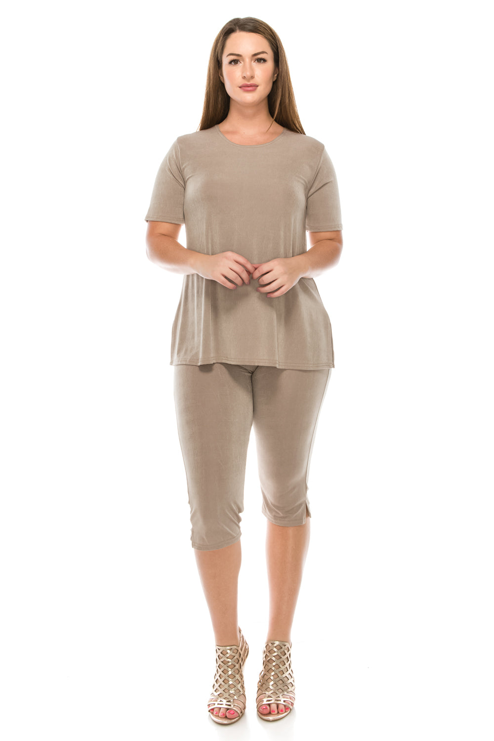 Jostar Women's Stretchy Capri Pant Set Short Sleeve, 903BN-S - Jostar Online