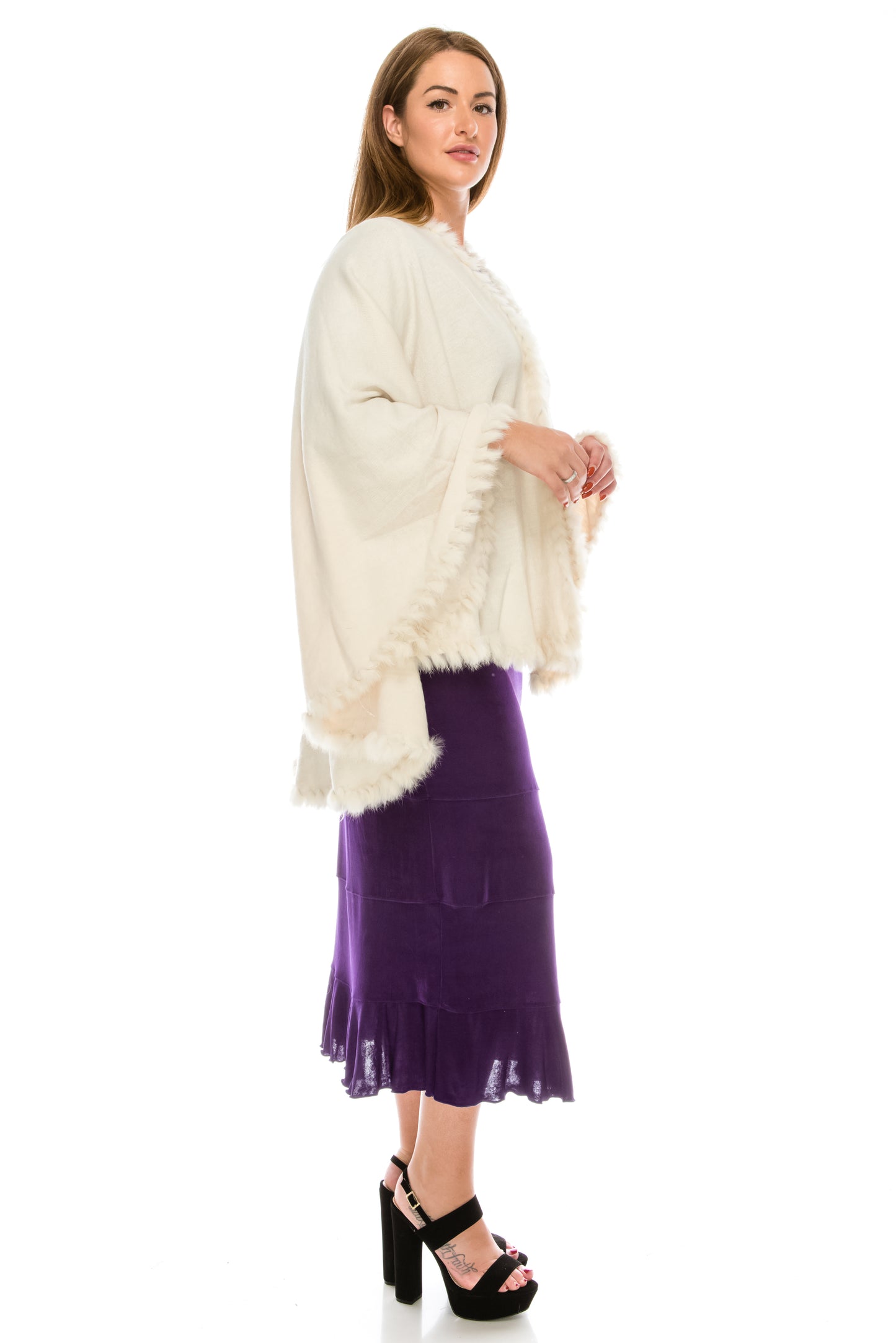 Faux Fur Poncho-703