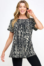 Load image into Gallery viewer, Print Boat Neckline Short Sleeve Top-3068HT-SRP1-W348
